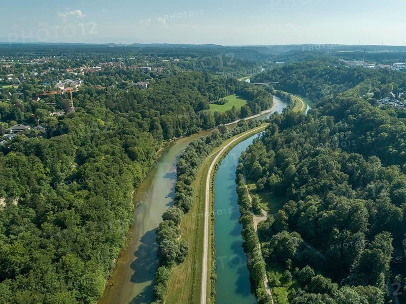 River landscape Isar with Isar channel