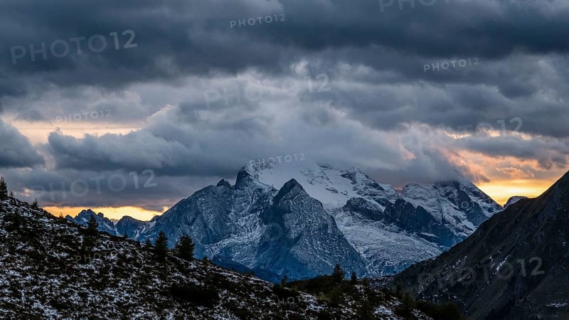 Sunset at the glacier Marmolada