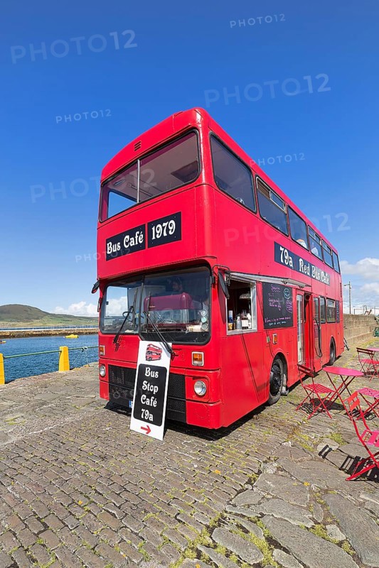 Cafe in a red double-decker bus