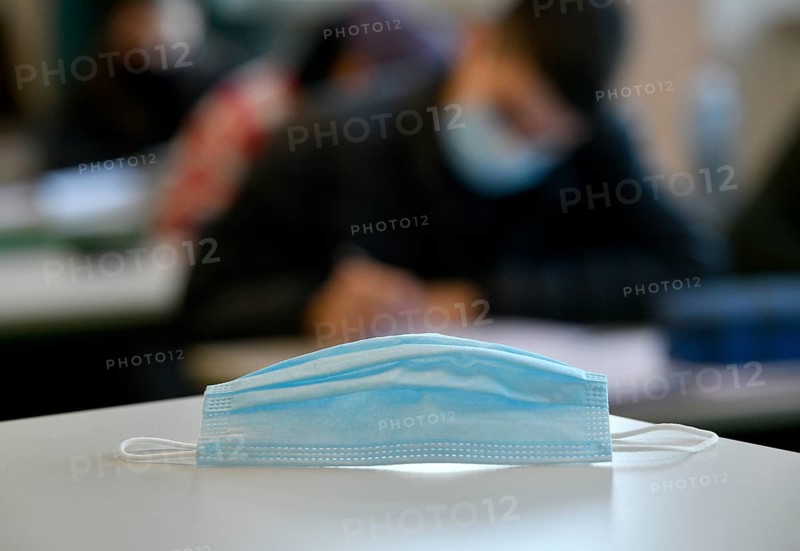 Face mask on school desk