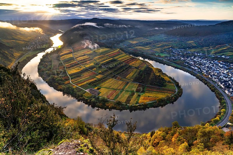 Moselle River loop in autumn