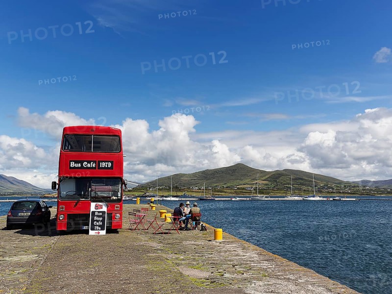 Cafe in a red double-decker bus