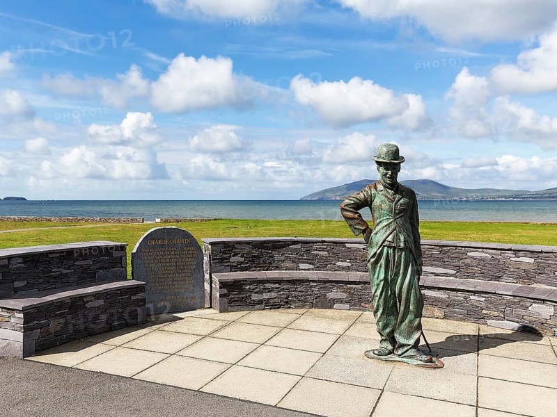 Monument to Charlie Chaplin with bronze statue and plaque
