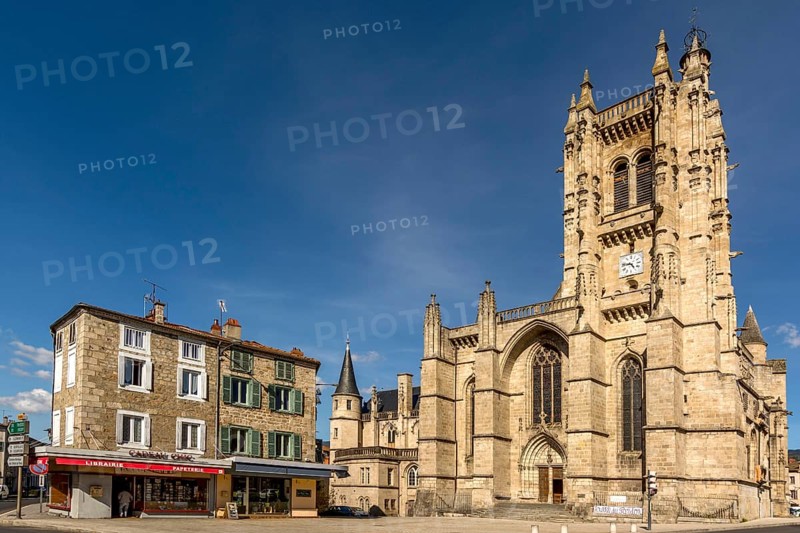 Town of Ambert with church of Saint-Jean d'Ambert
