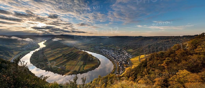 Moselle River loop in autumn