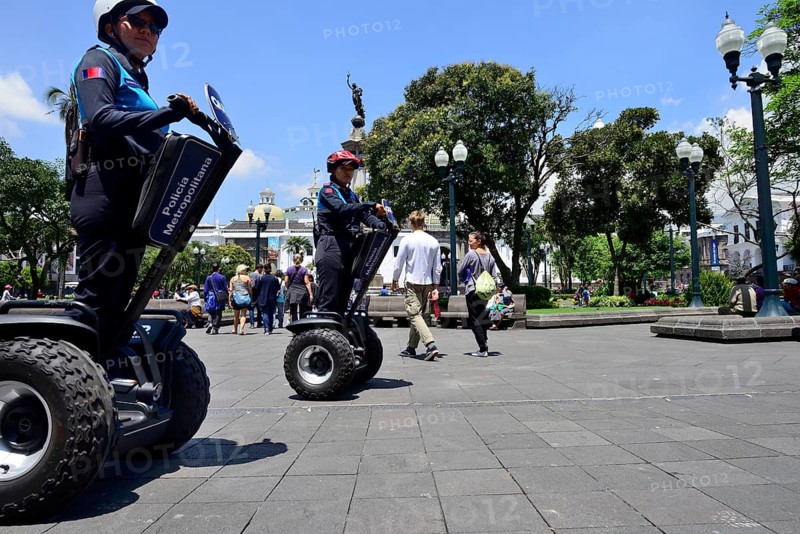 City police on Segways at the Plaza Central