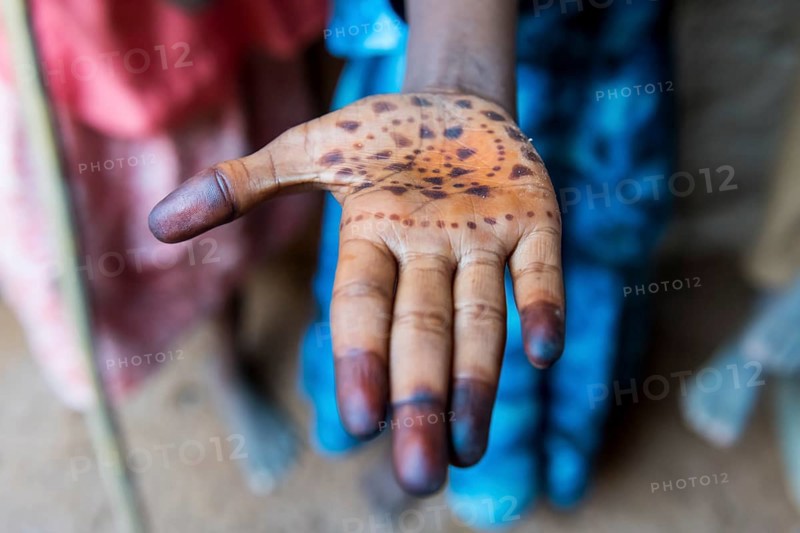 Hand dyed with henna with pattern