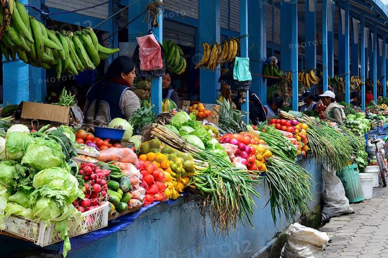 Colorful vegetables and fruits at the market