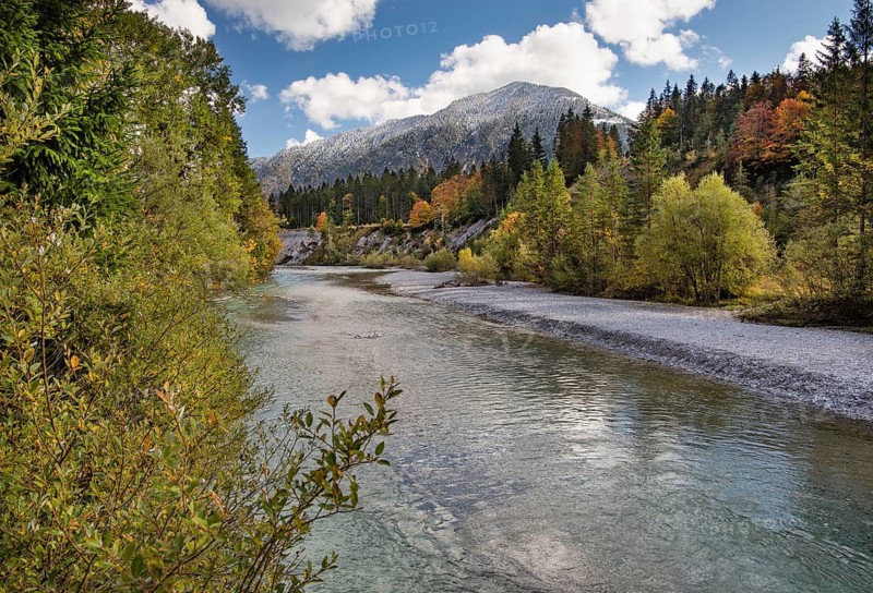 Autumn landscape in the Isar valley