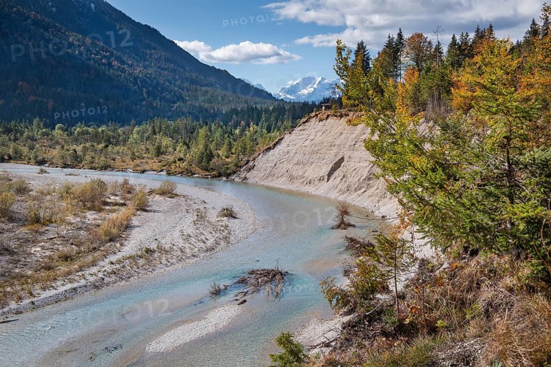 Autumn landscape in the Isar valley