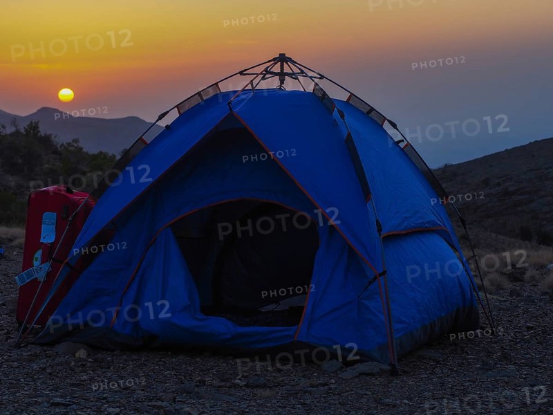 Tent at sunset