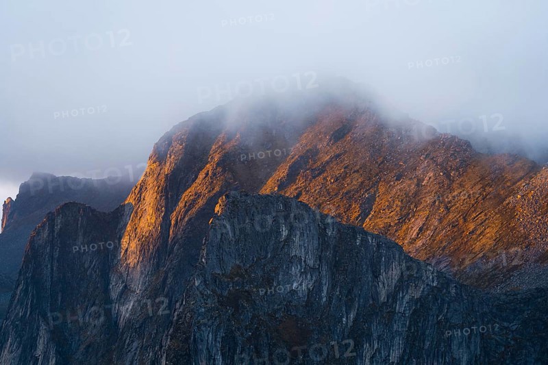 Striking mountains with sunset light