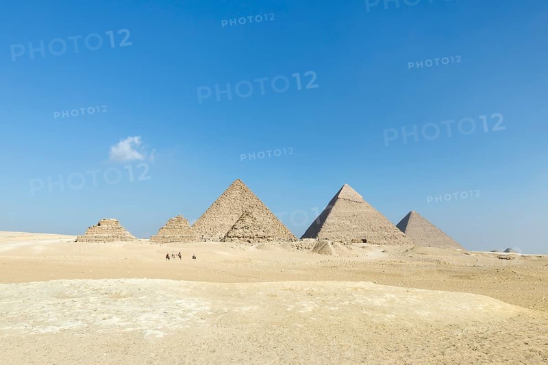 The three main pyramids with the three queen's pyramids in the foreground