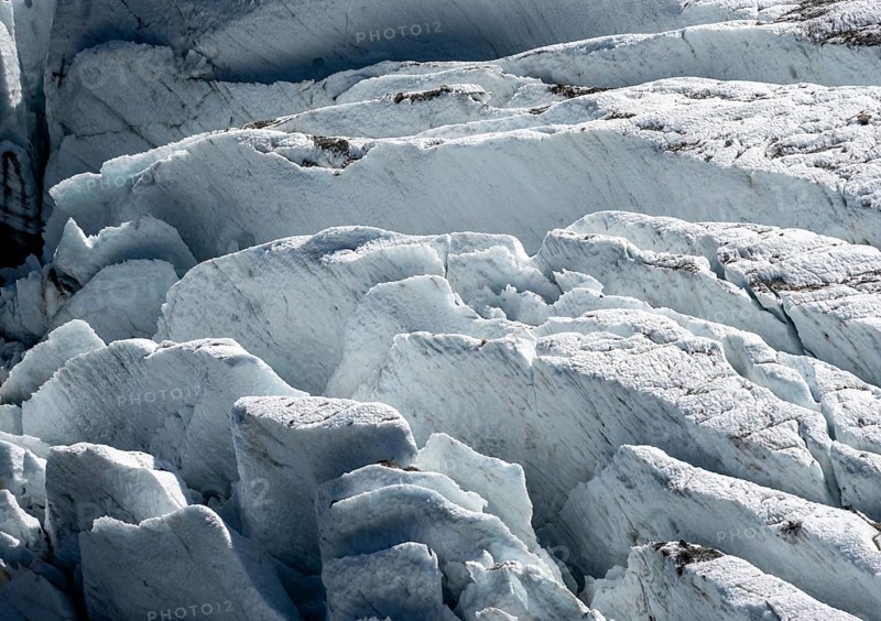 Glacier ice with crevasses