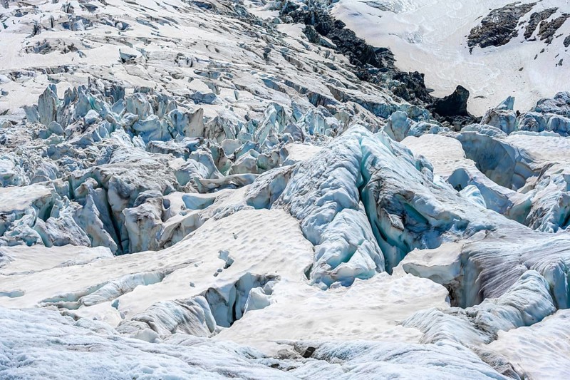 Glacier ice with crevasses