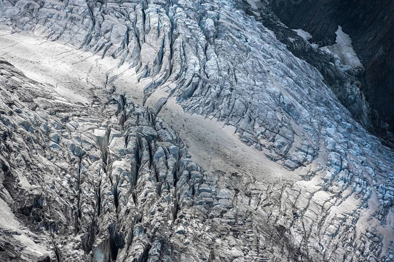 Glacier ice with crevasses