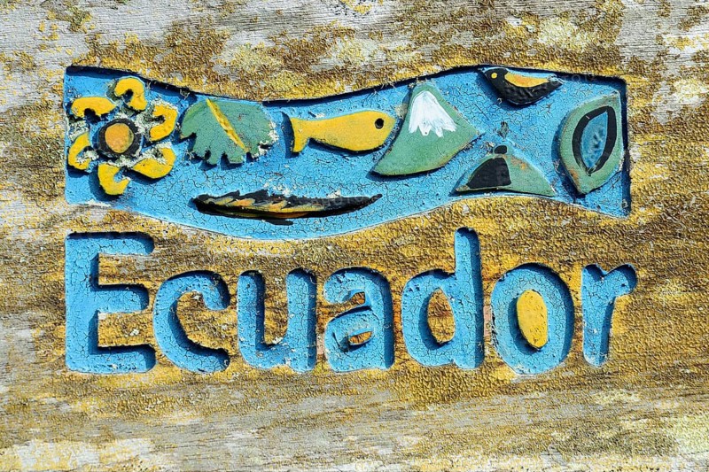 Wooden sign Ecuador