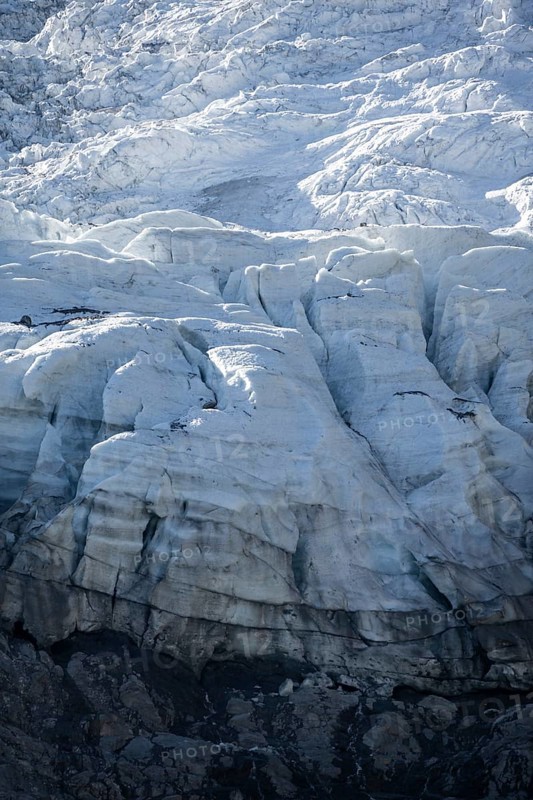 Glacier ice with crevasses