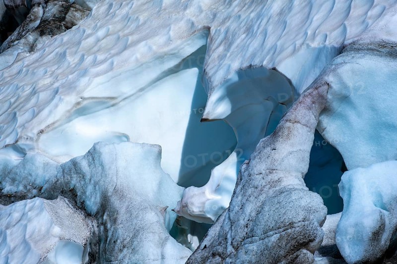 Furrowed glacier ice