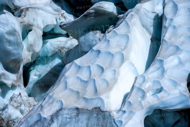 Furrowed glacier ice