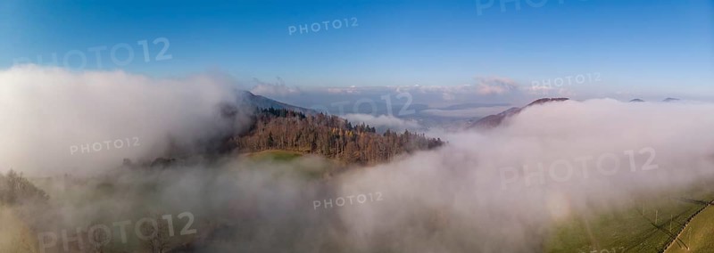 Aerial view Wisner Flue in the fog
