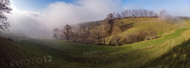 Aerial view Wisner Flue in the fog