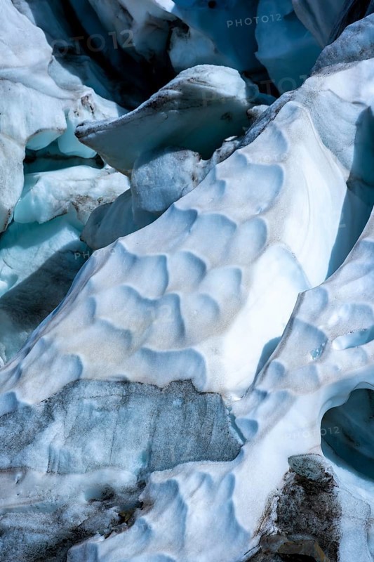 Furrowed glacier ice