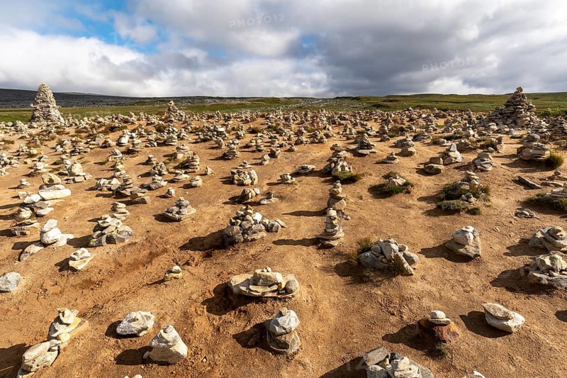 Cairns at the Polar Circle Center on the E6