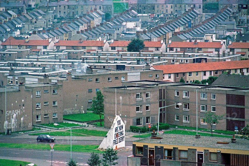 Bogside district with Free Derry Corner
