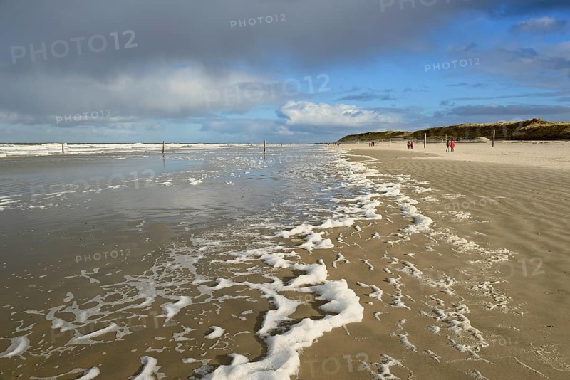 View over the north beach with waves and foam formation