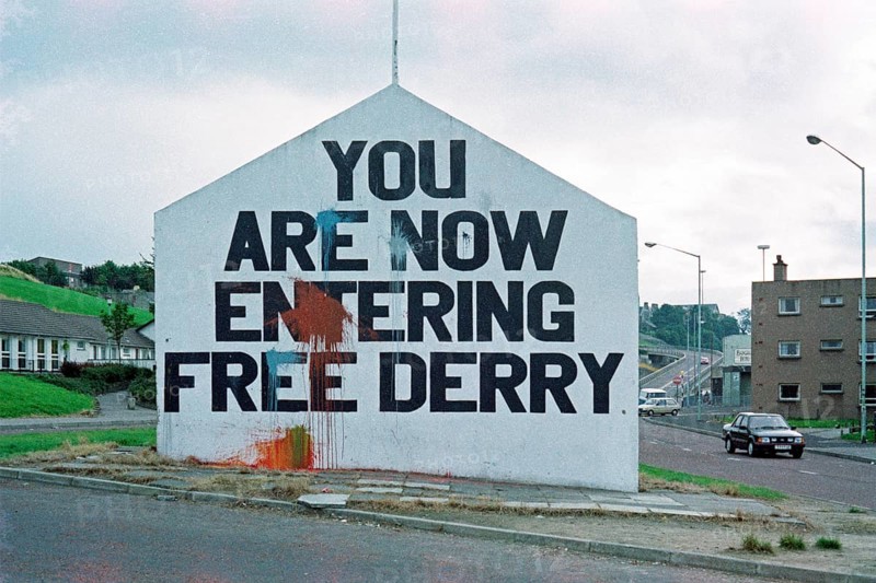 Slogan on building facade