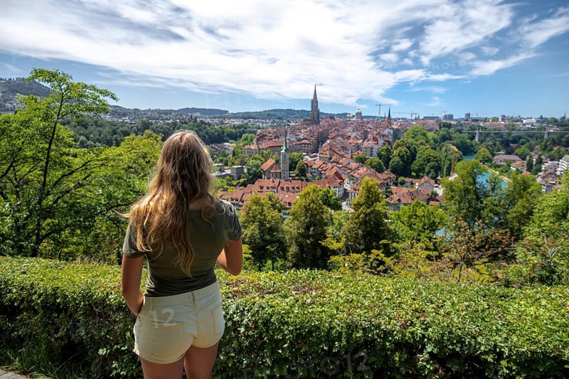 Young woman looking over the city