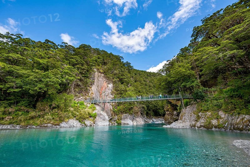 Suspension bridge at Blue Pools rock pools