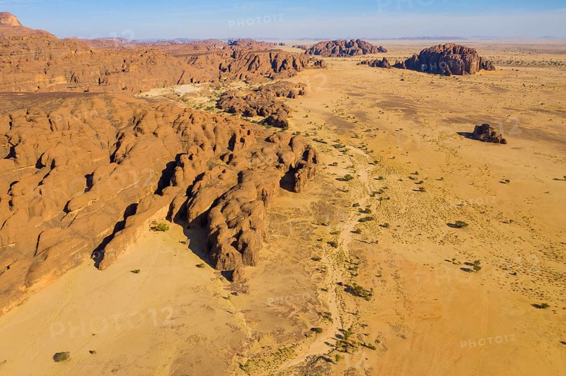 Aerial of the Unesco world heritage sight Ennedi plateau