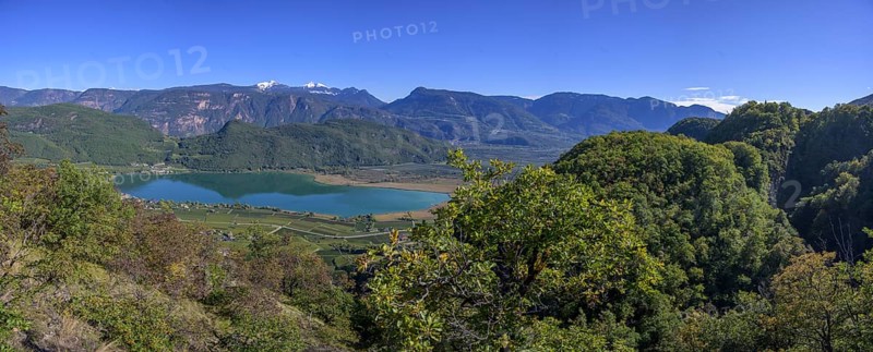 View of Lake Kaltern and Schwarzhorn and Weisshorn