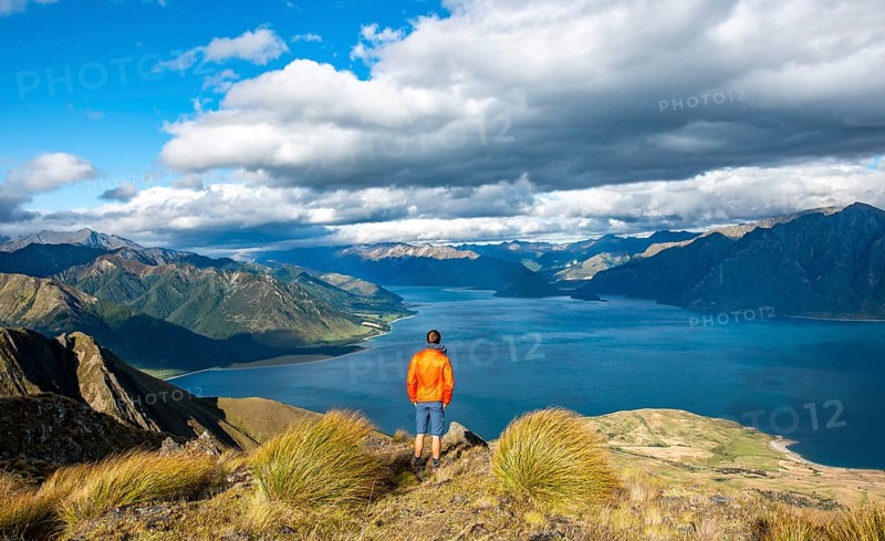 Hiker looks into the distance