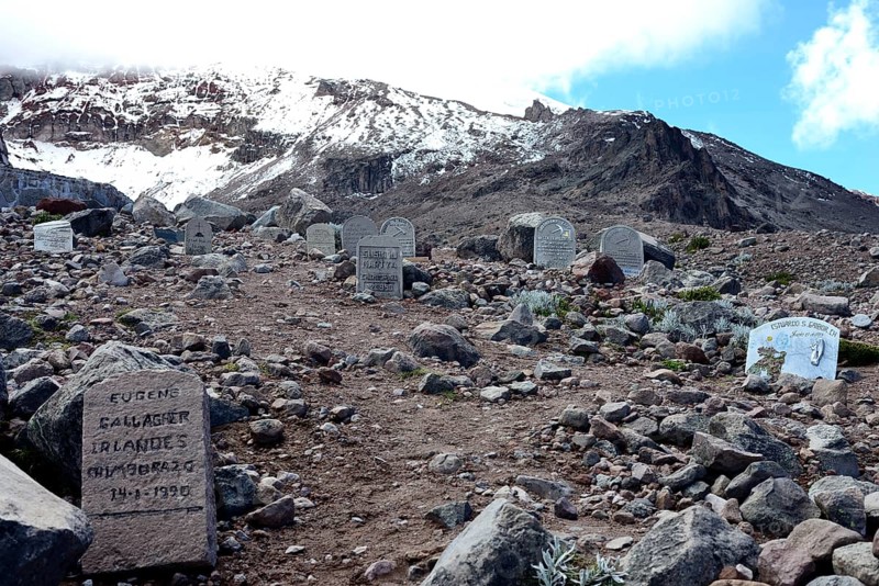 Mountaineers' cemetery at the Chimborazo volcano