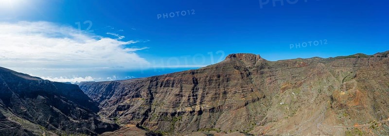 Panorama from Barranco de Erque with Table Mountain Fortaleza