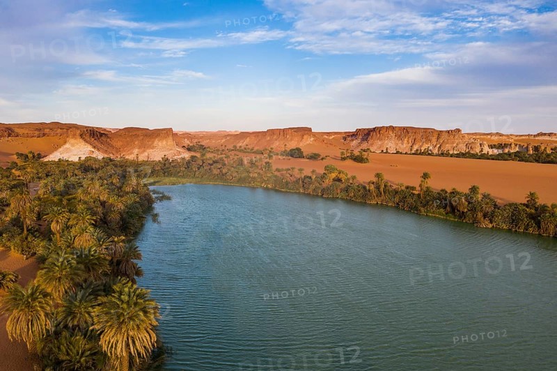 Aerial of the Unesco world heritage sight Ounianga lakes