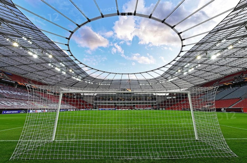 Overview of the empty BayArena in front of the Europa League match between Bayer Leverkusen and OGC Nice