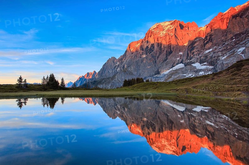 Wellhorn and Engelhoerner with mountain lake