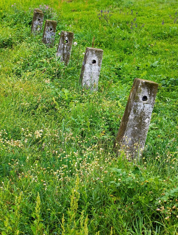 Concrete pillar in the meadow