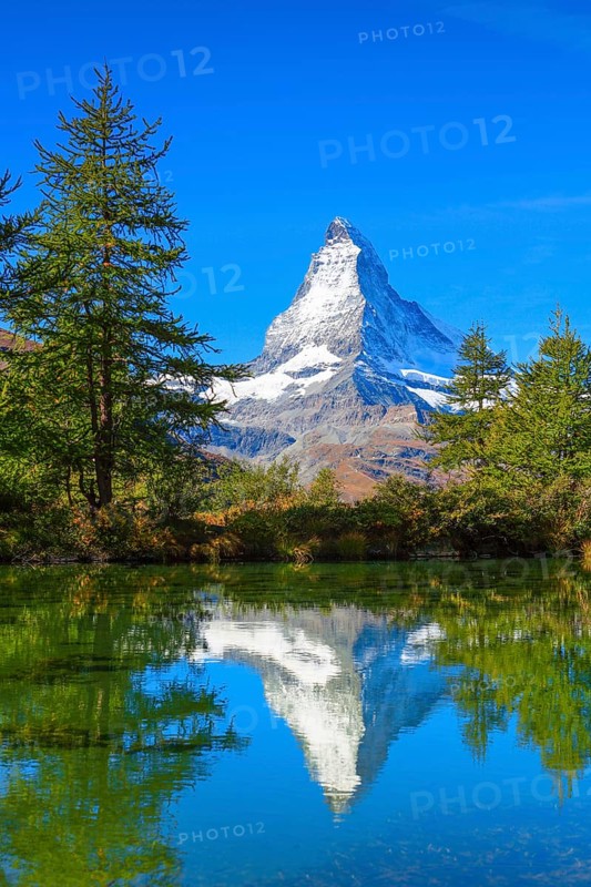 Matterhorn and mountain lake