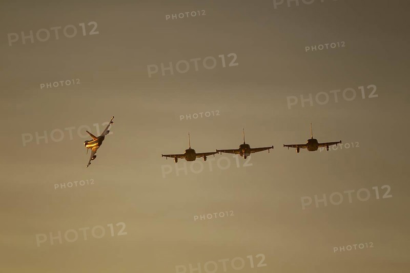 Eurofighter Typhoon four aircraft in flight of the Royal air force