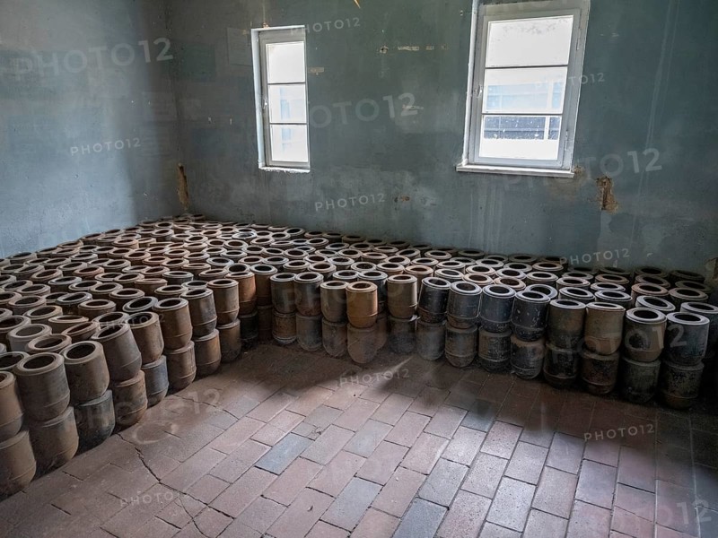Mortuary with urns in the crematorium