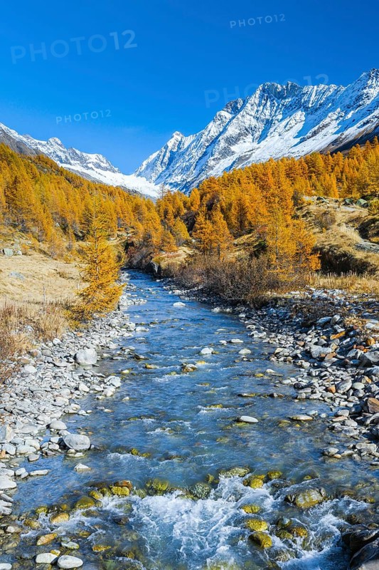 River Lonza with Aletschhorn and Schinhorn