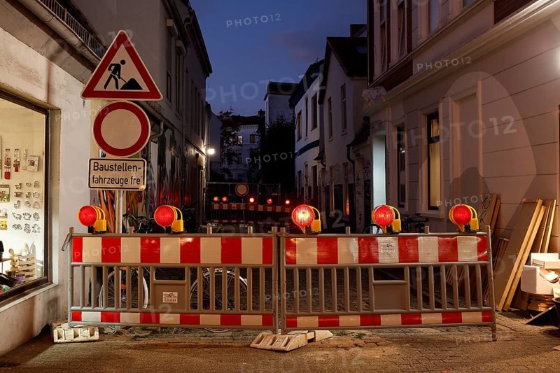 Barrier of a construction site at dusk