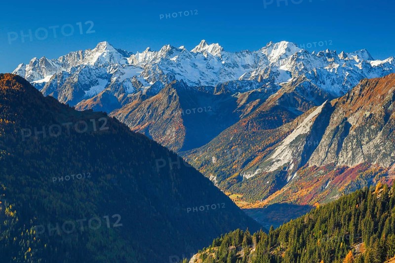 View from Verbier into the Haute Savoie with Mont Dolent