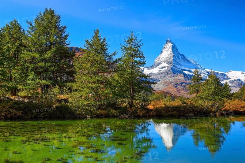 Matterhorn and mountain lake