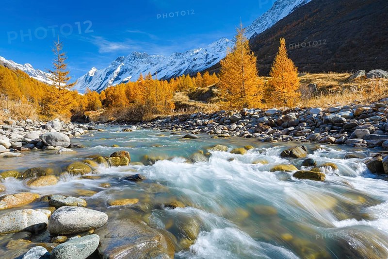 River Lonza with Aletschhorn and Schinhorn